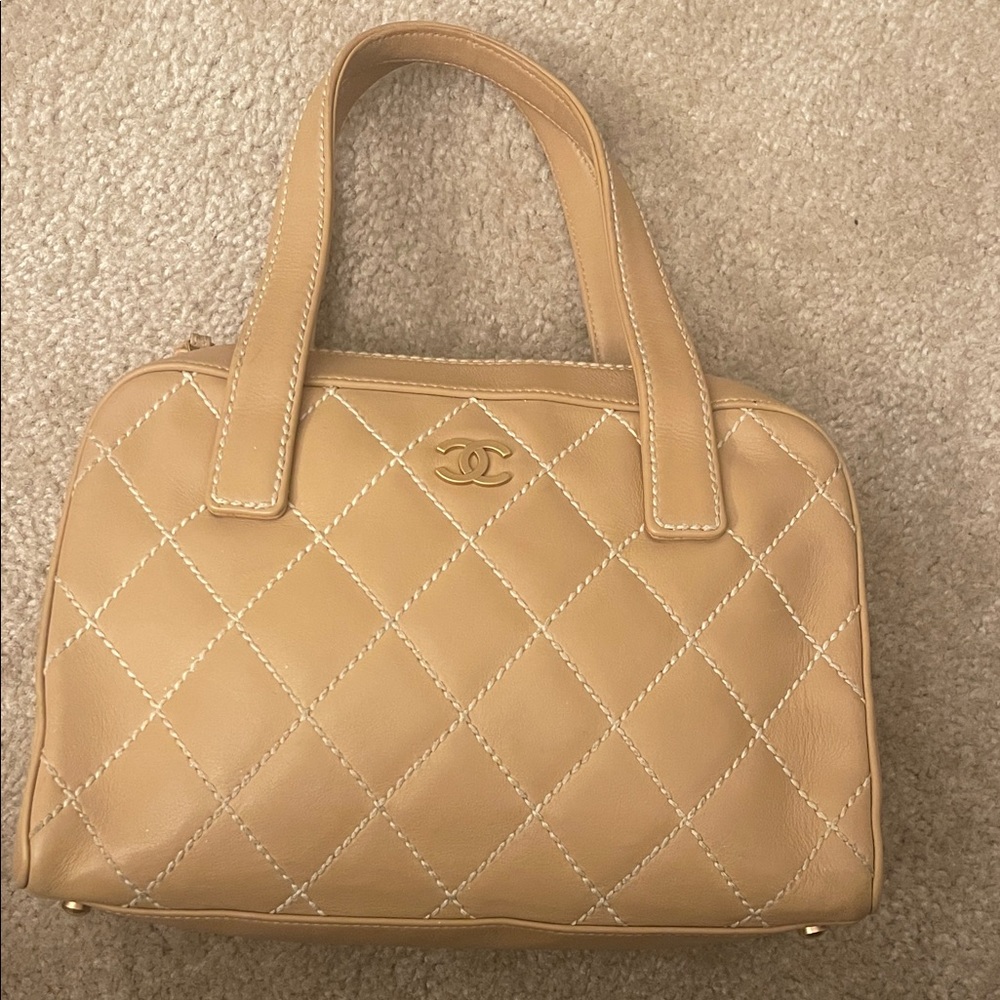 Chanel Beige wild stitch leather bag